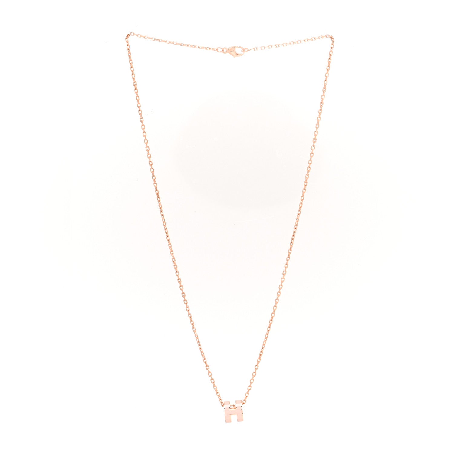Hermes Lacquered Rose Gold Mini Pop H Pendant Necklace Rose Dragee 3 of 5