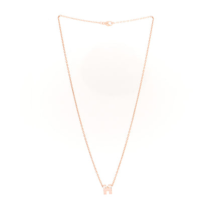 Hermes Lacquered Rose Gold Mini Pop H Pendant Necklace Rose Dragee 3 of 5