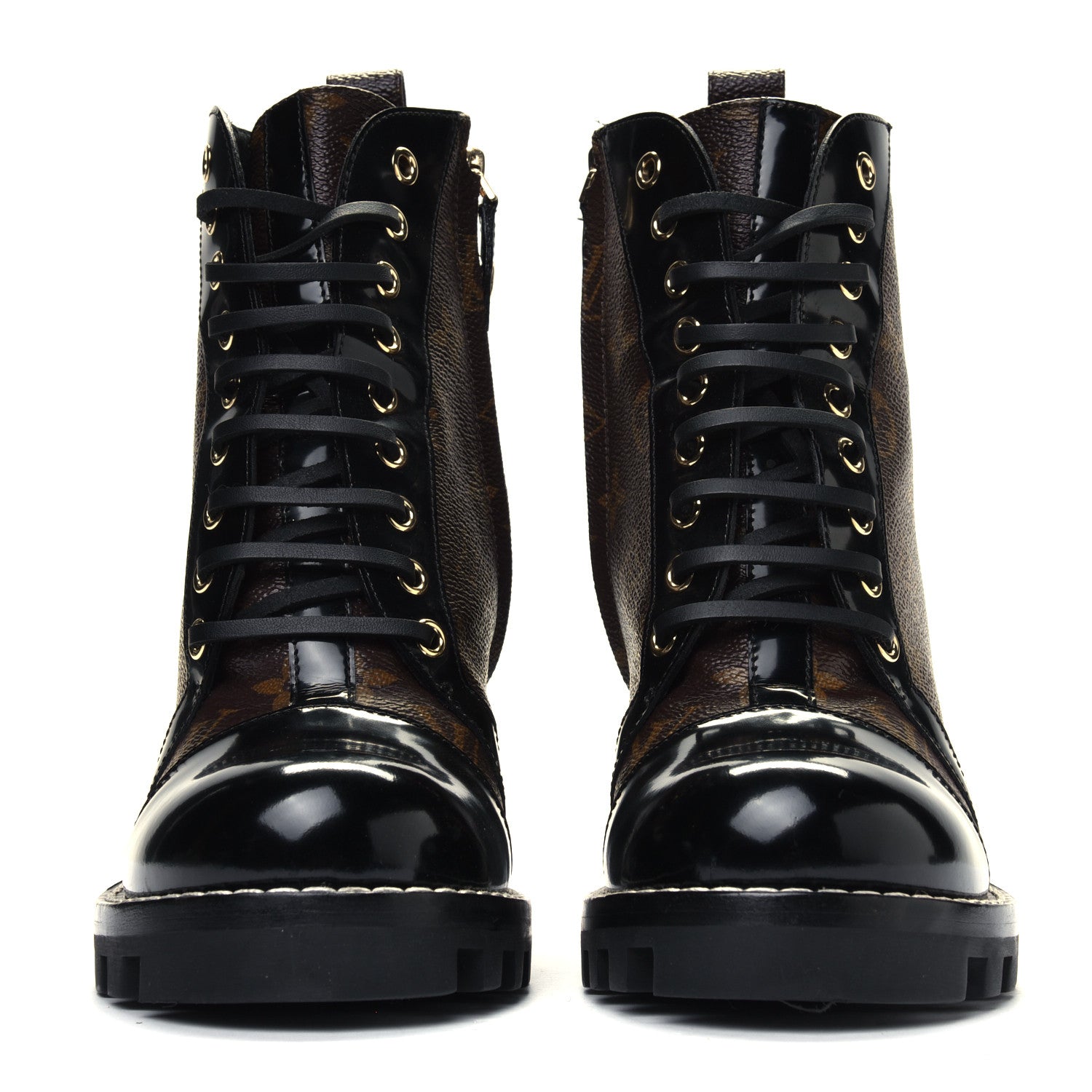 Louis Vuitton Patent Calfskin Monogram Star Trail Ankle Boots 38.5 Black 2 of 4