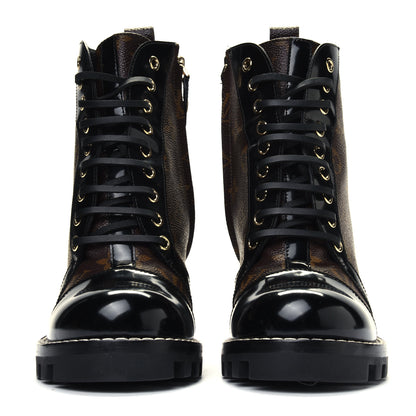 Louis Vuitton Patent Calfskin Monogram Star Trail Ankle Boots 38.5 Black 2 of 4