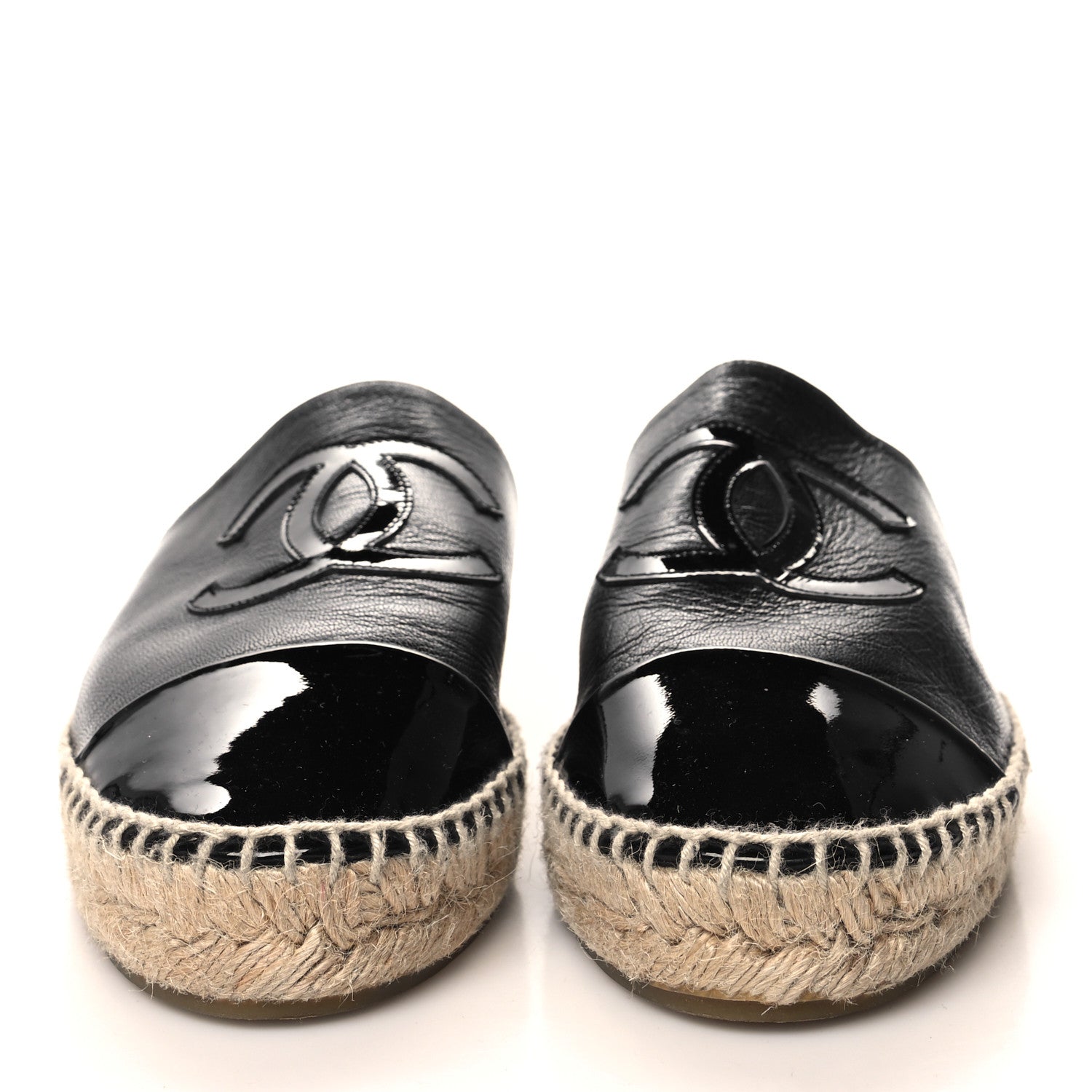 Chanel Goatskin Patent CC Espadrille Mules 40 Black 2 of 9