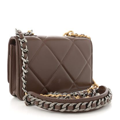 Chanel Lambskin Quilted Chanel 19 Wallet On Chain WOC Brown 3 of 12