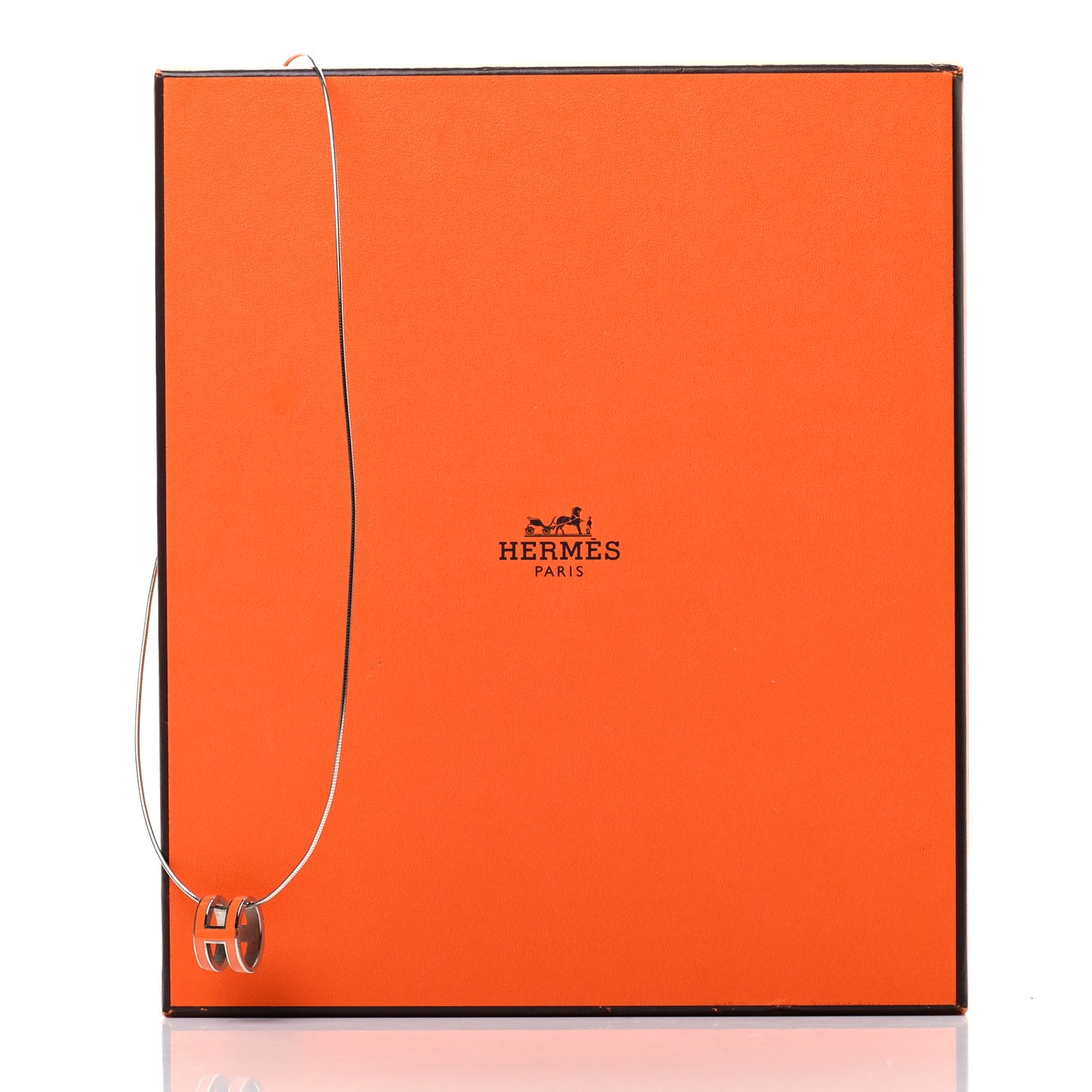Lacquered Palladium Pop H Pendant Necklace Orange