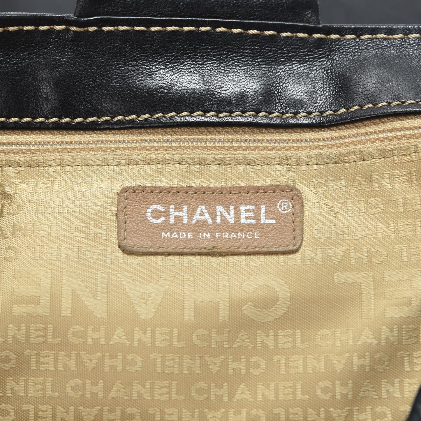 Lambskin Contrast Stitch Surpique Accordion Flap Black