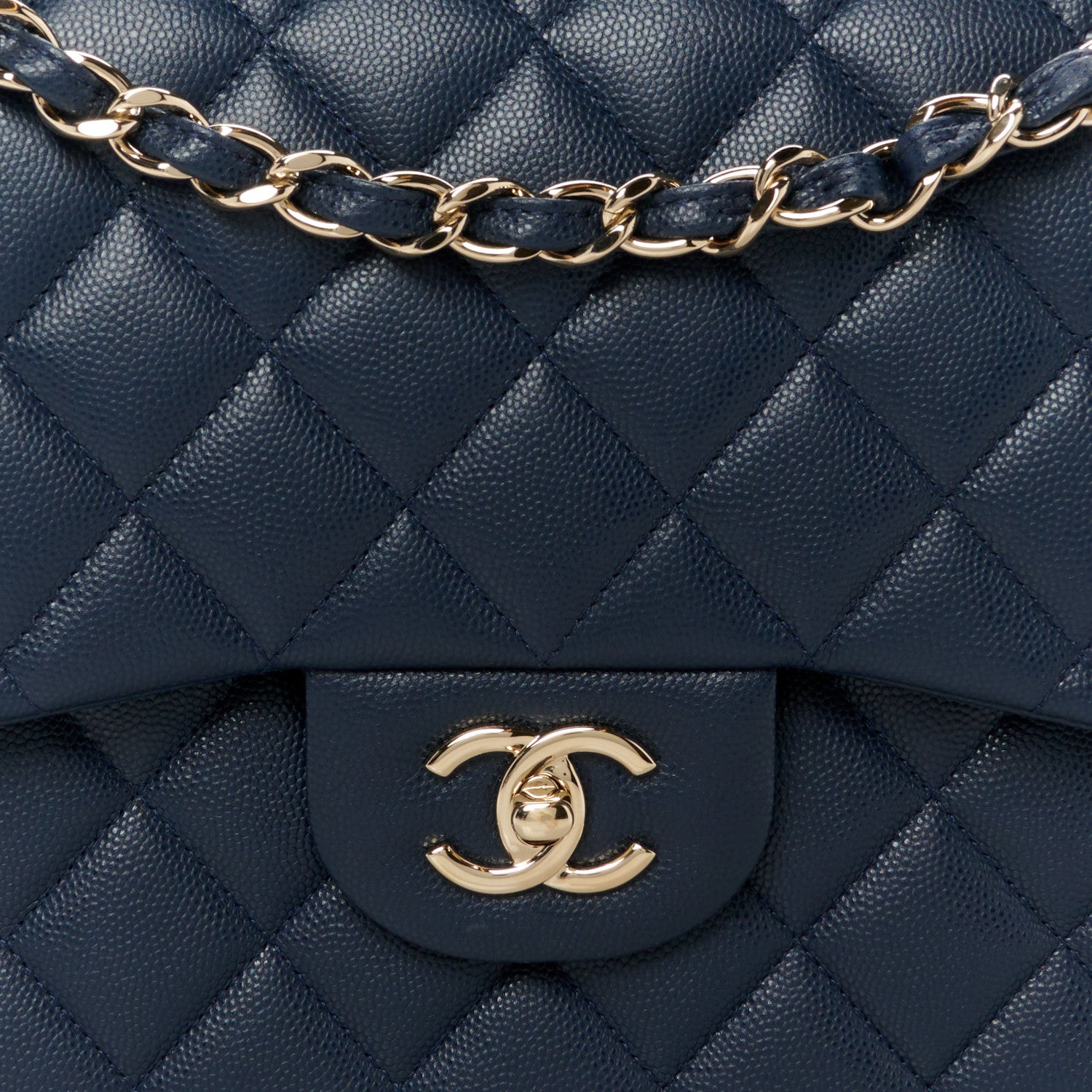 Chanel Caviar Quilted Jumbo Double Flap Navy Blue 9 of 11
