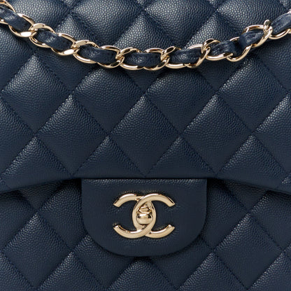 Chanel Caviar Quilted Jumbo Double Flap Navy Blue 9 of 11