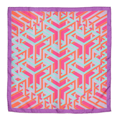 Hermes Silk Carre Cube Pocket Square Violet Vermillon Vert 1 of 6