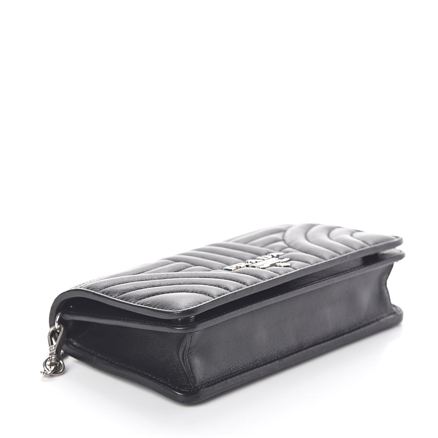 Soft Calf Quilted Diagramme Chain Wallet Black