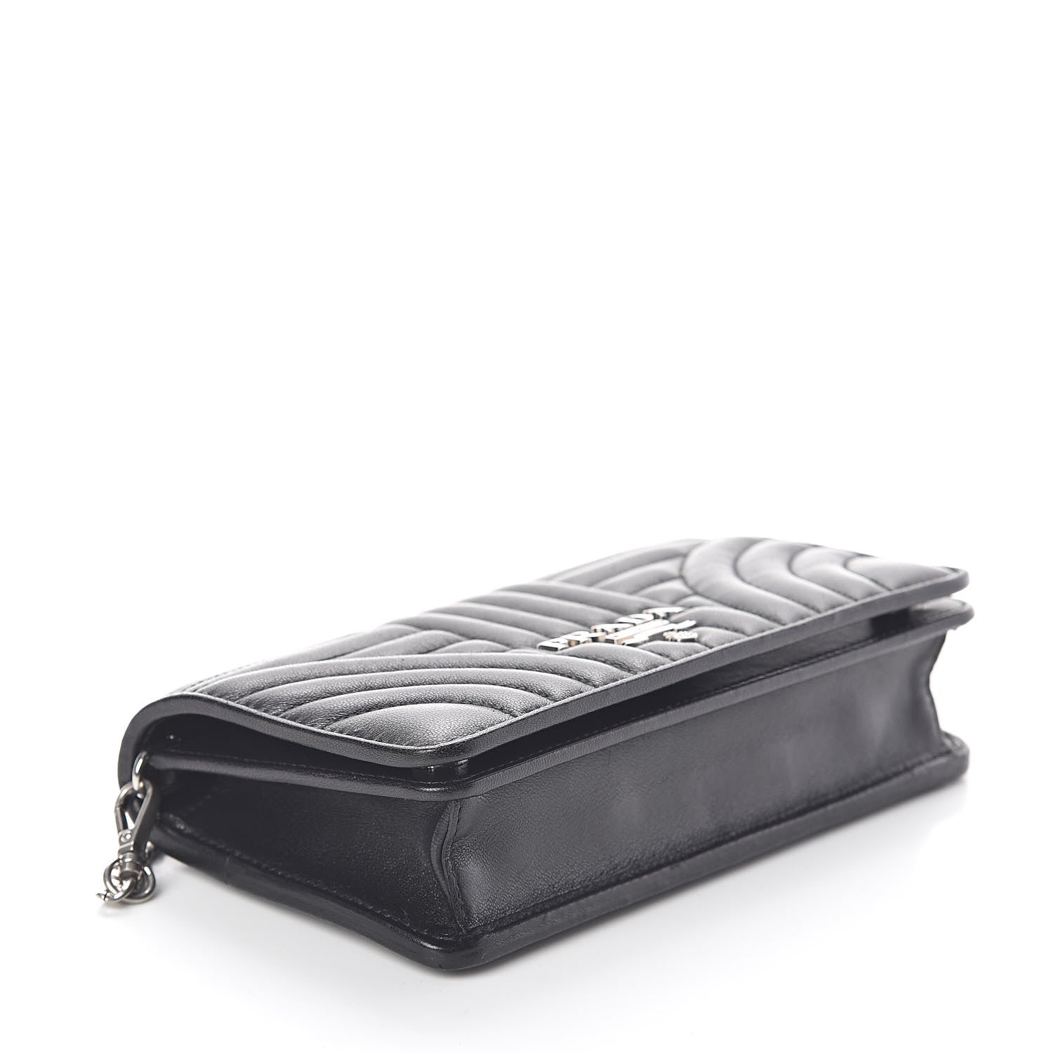 Prada Soft Calf Quilted Diagramme Chain Wallet Black 4 of 9