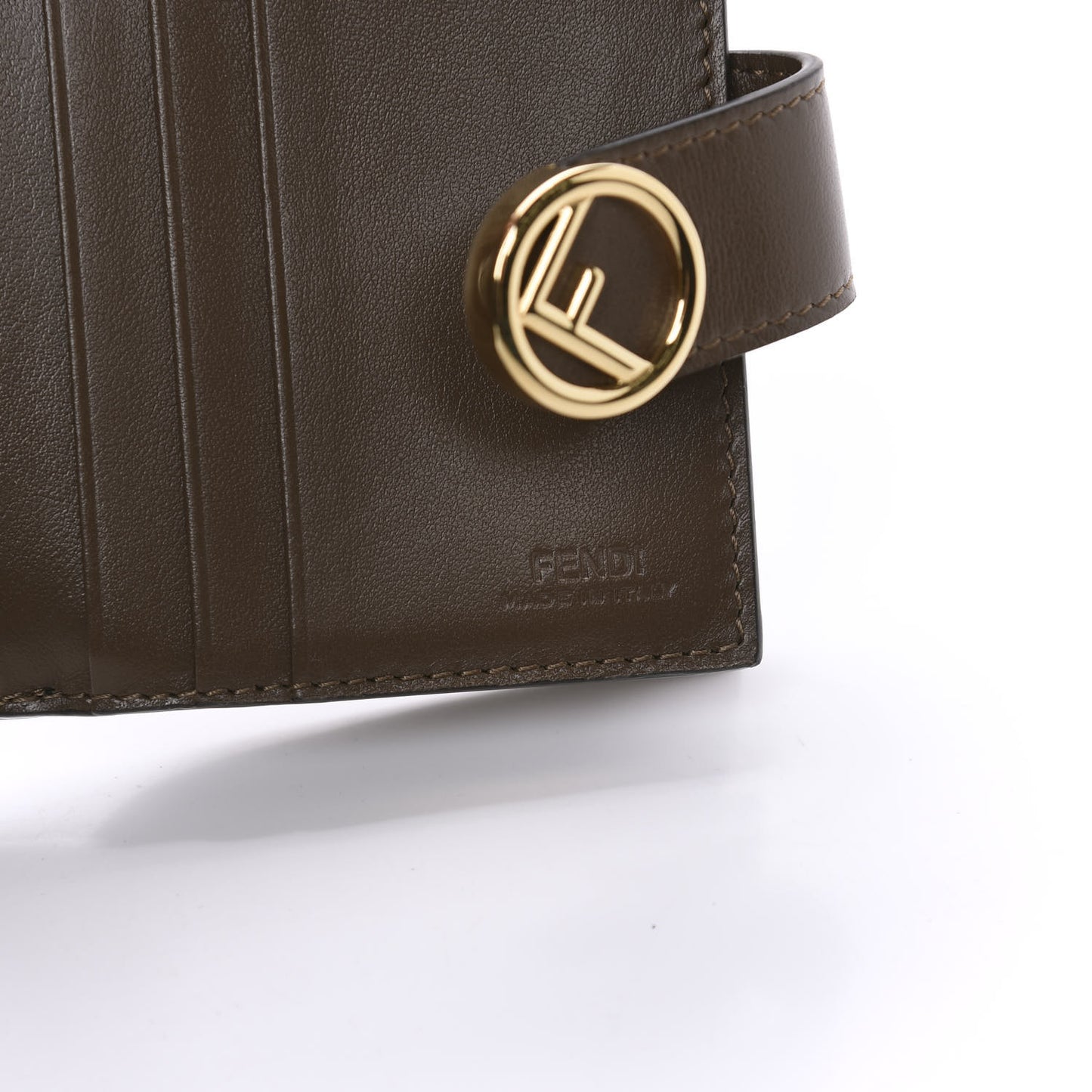 Vitello Soft F is Fendi Bi-Color FF 1974 Embossed Compact Wallet Maya Black