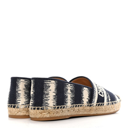 Christian Dior Cotton D-Stripes Embroidered Granville 15mm Espadrilles 40 Deep Blue 4 of 10