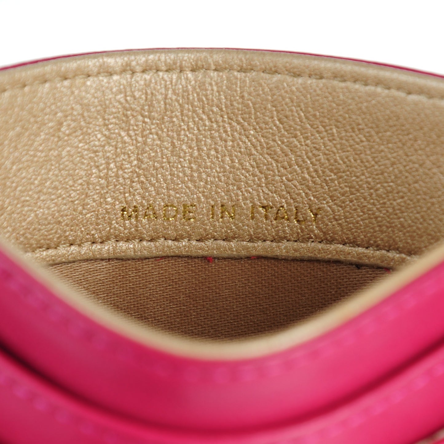 Lambskin Camellia Embossed Card Holder Fuchsia