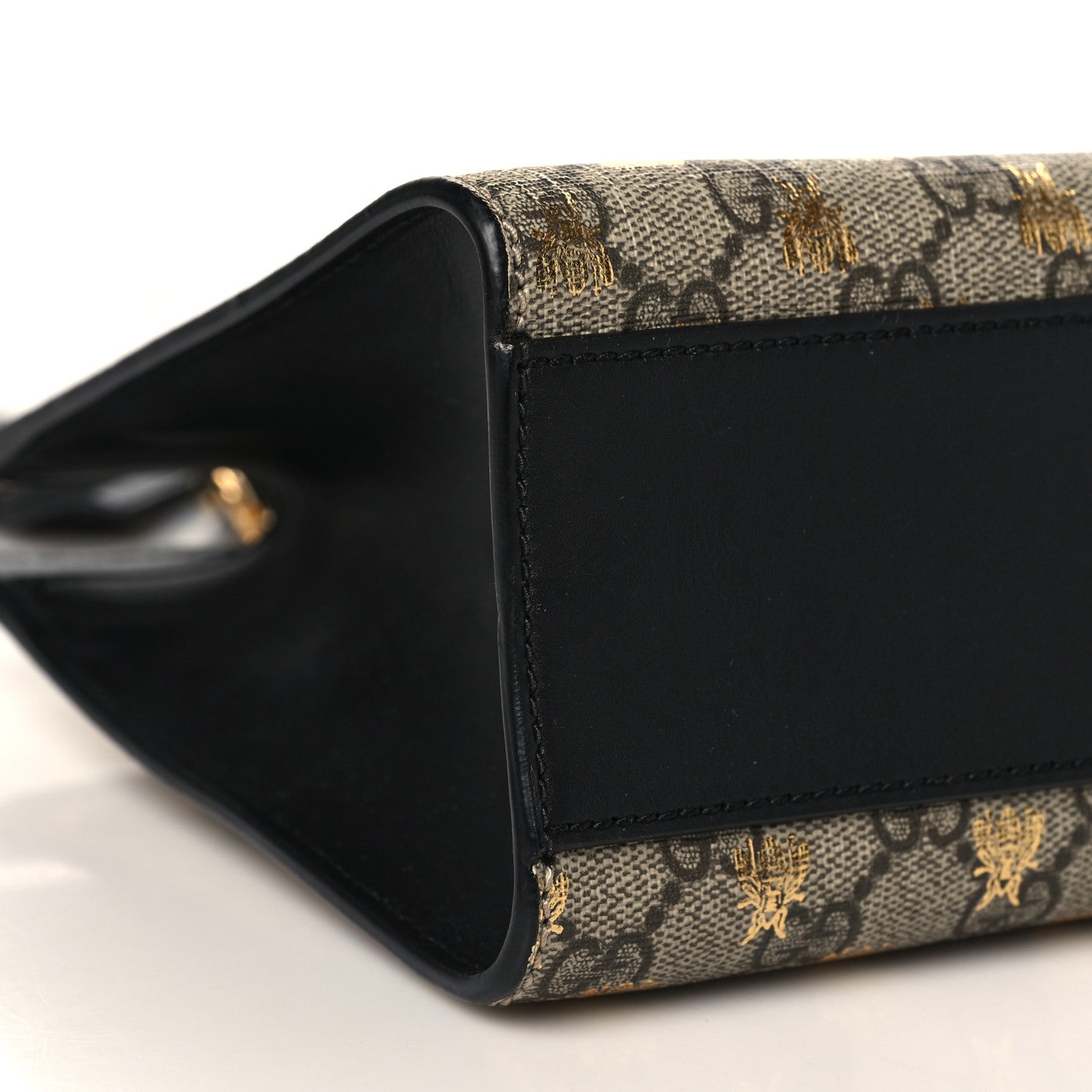 Gucci GG Supreme Monogram Bees Small Padlock Tote Beige Oro Black 8 of 10