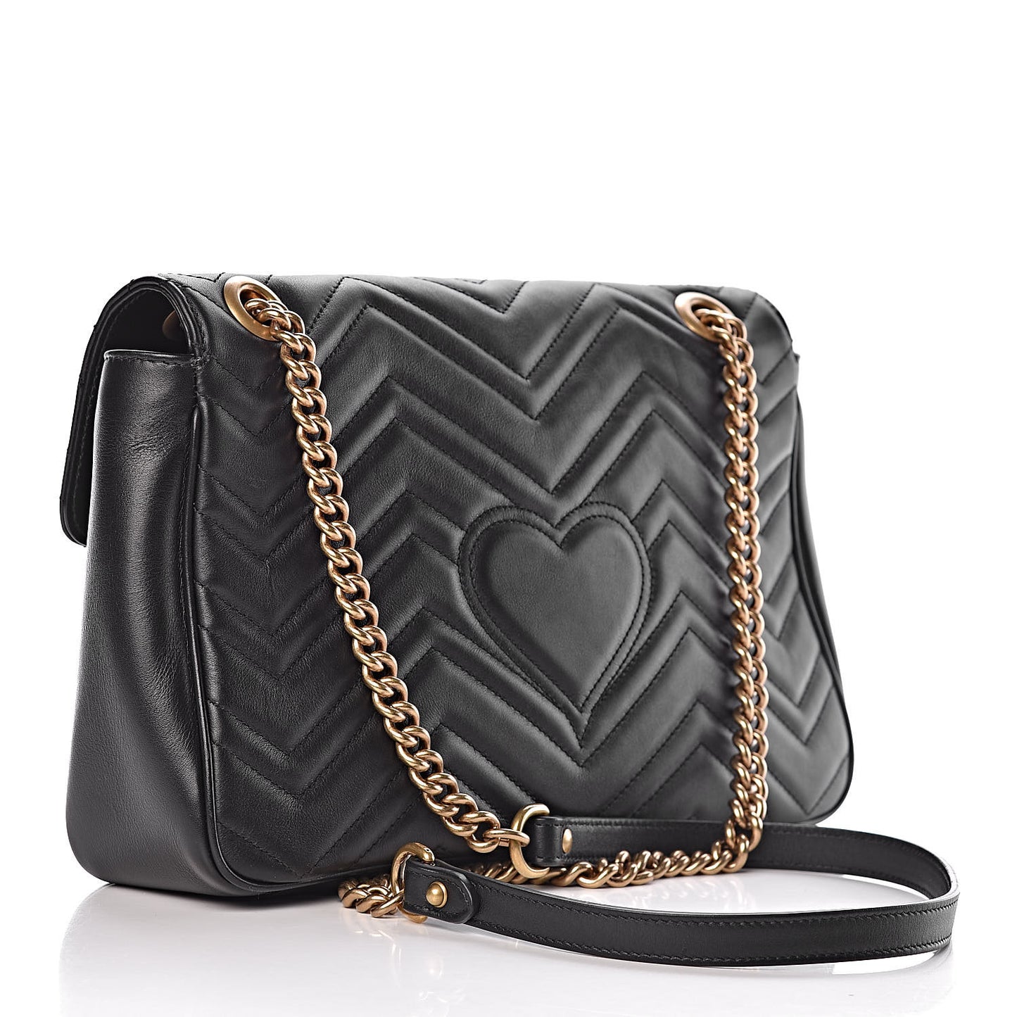 Calfskin Matelasse Medium GG Marmont Shoulder Bag Black