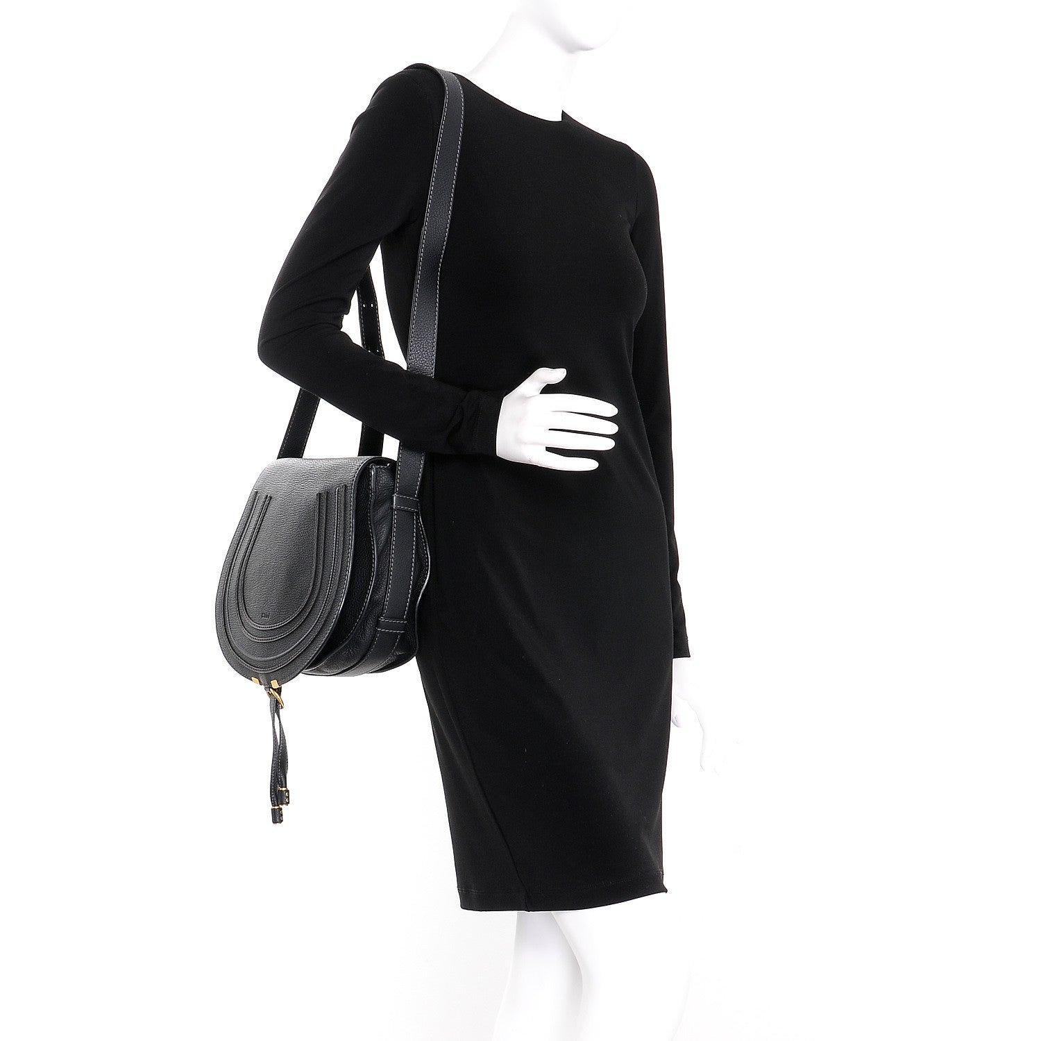 Chloe Calfskin Medium Marcie Round Crossbody Bag Black 2 of 10