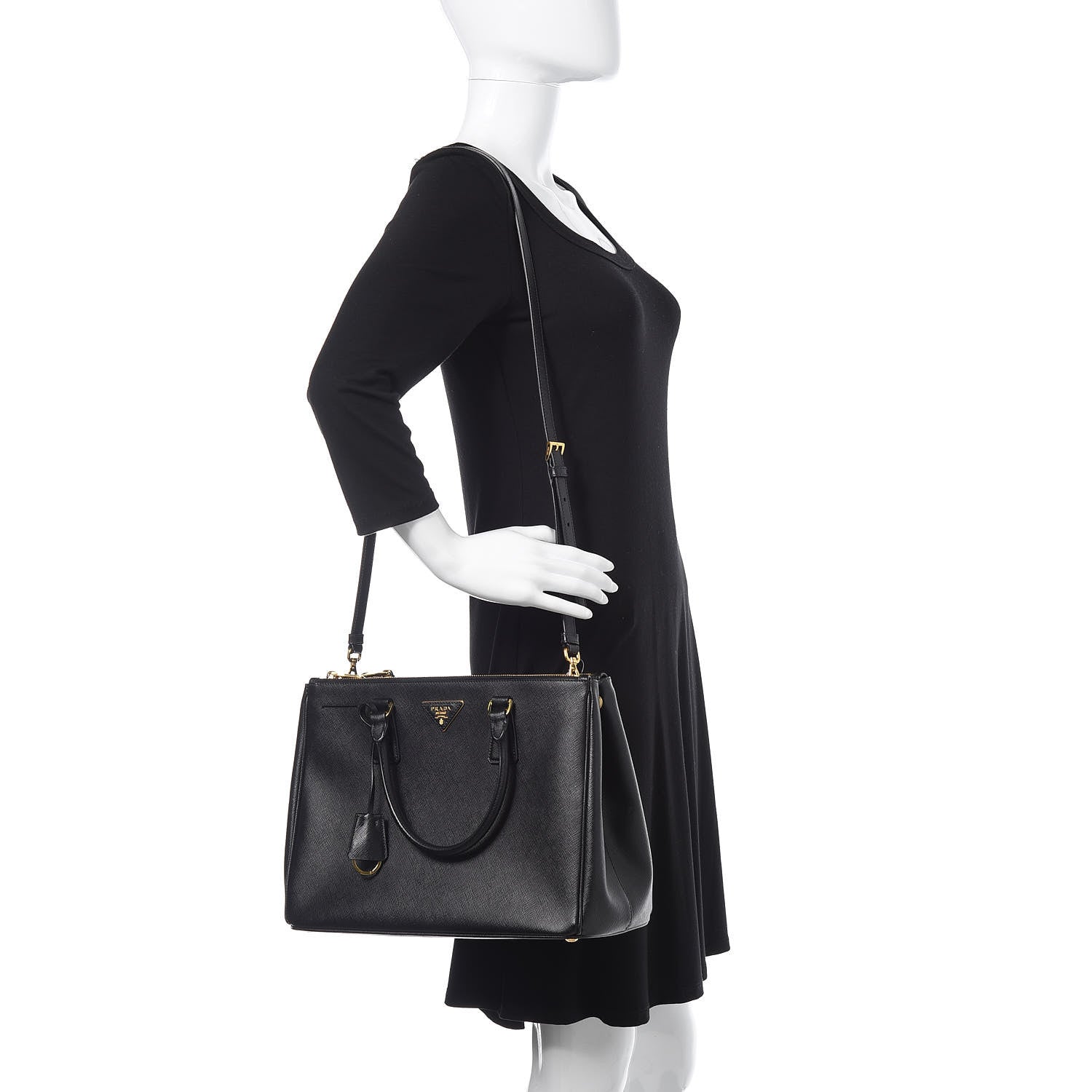 Prada Saffiano Medium Galleria Double Zip Tote Black 2 of 9