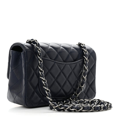 Chanel Lambskin Quilted Mini Rectangular Flap Dark Blue 2 of 11