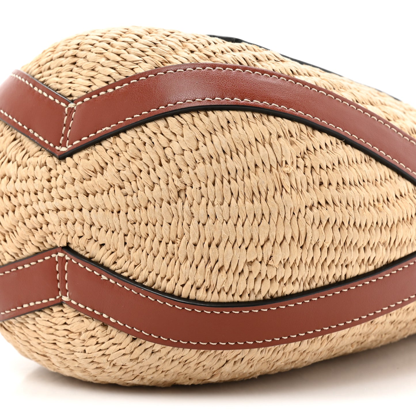 X MIFUKO Raffia Calfskin Basket Shoulder Bag Brown