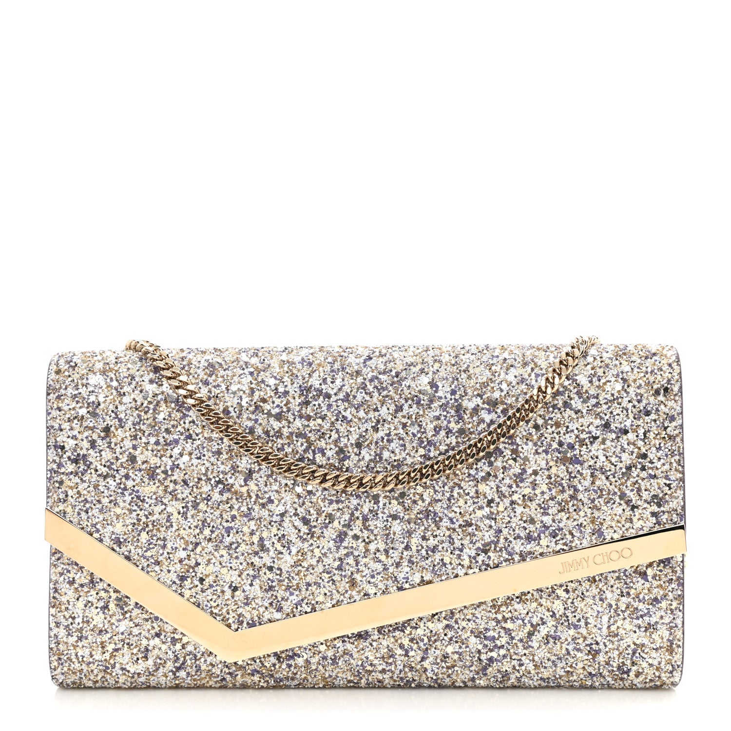 Jimmy Choo Glitter Emmie Clutch Gold Multicolor 1 of 8