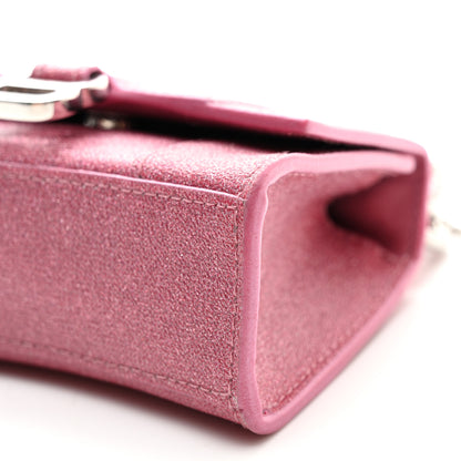 Balenciaga Glitter Fabric Hourglass Top Handle Bag Mini with Chain  Sweet Pink 10 of 10