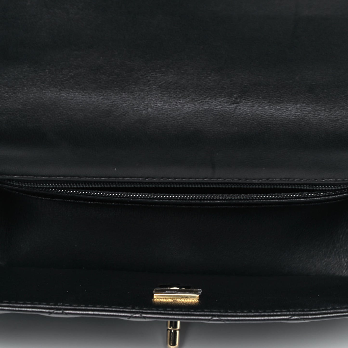 Lambskin Quilted Mini Lion Charm Top Handle Rectangular Flap Black