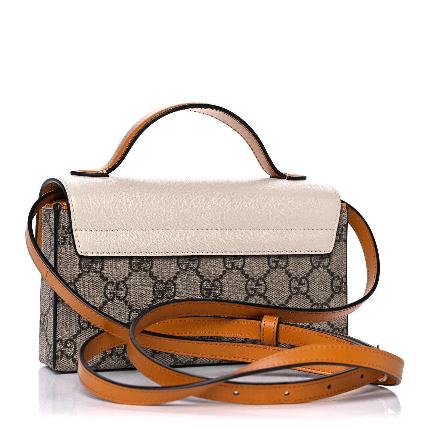 Gucci GG Supreme Monogram New Sakai Calfskin Mini Padlock Top Handle Shoulder Bag Beige Ebony Mystic White Sun Oil 3 of 12