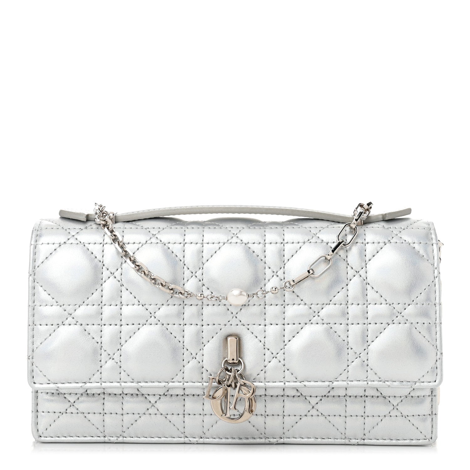 Christian Dior Iridescent Metallic Lambskin Cannage Mini My Dior Bag Silver 1 of 11