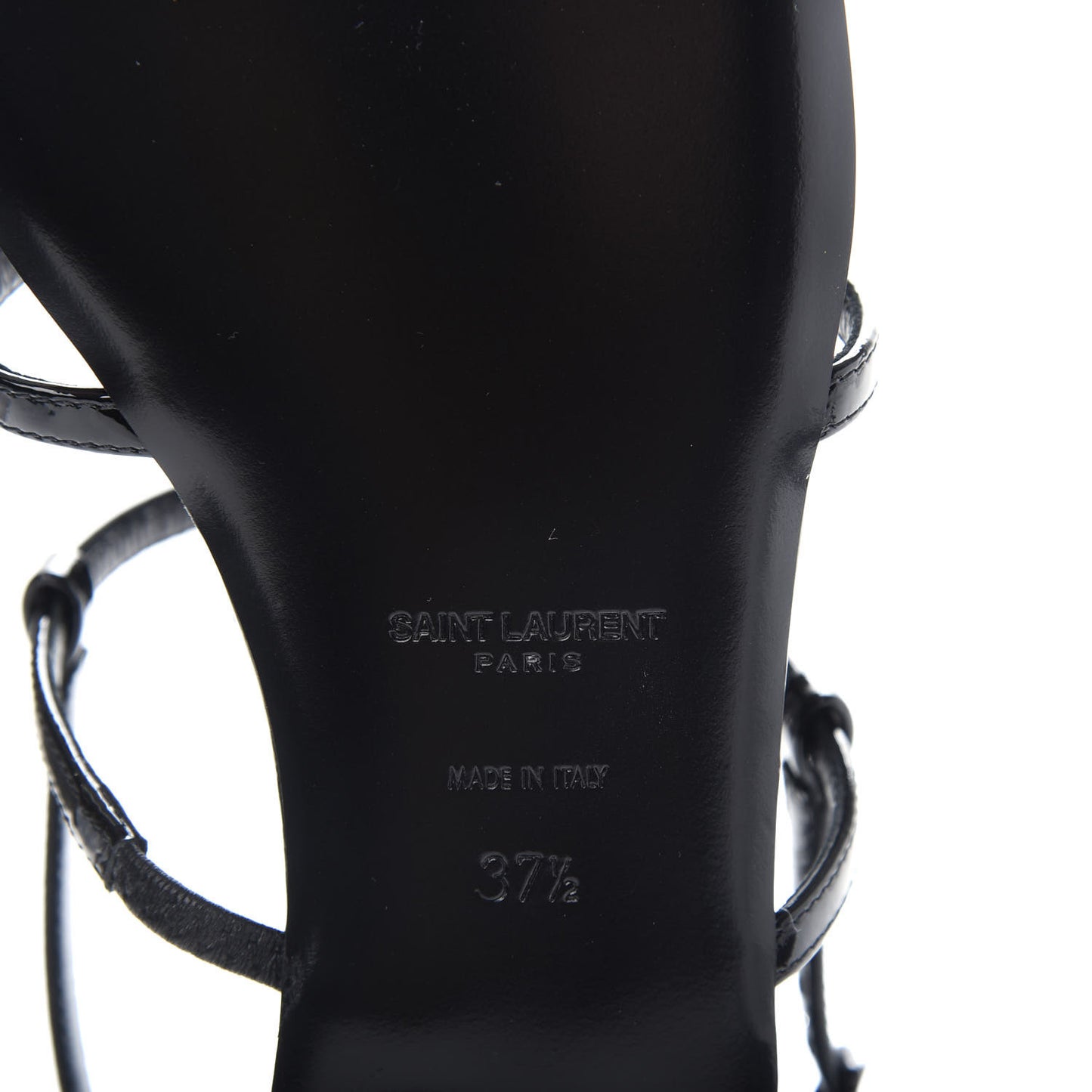 Patent Calfskin Cassandra Monogram Sandals 37.5 Black