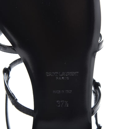 Saint Laurent Patent Calfskin Cassandra Monogram Sandals 37.5 Black 9 of 10