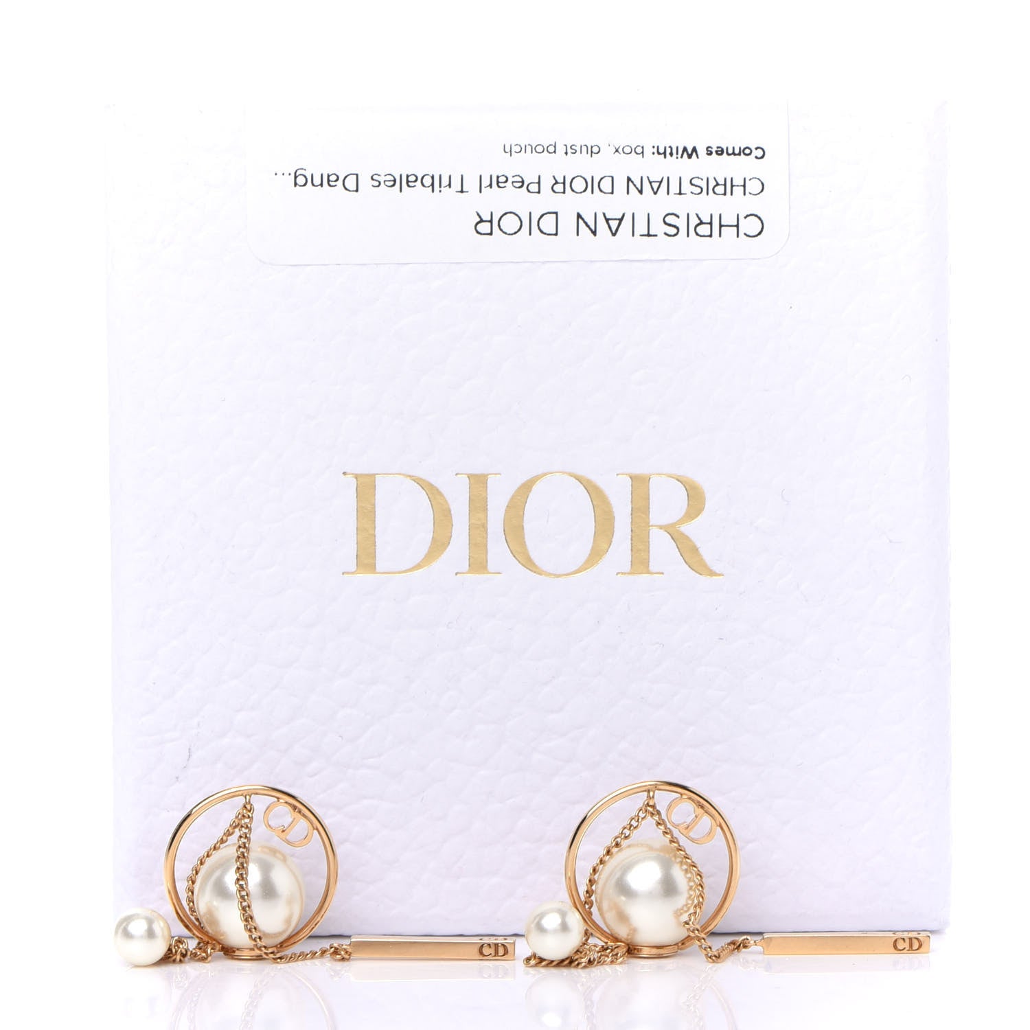 Christian Dior Pearl Tribales Dangle Chain Earrings Gold 6 of 6