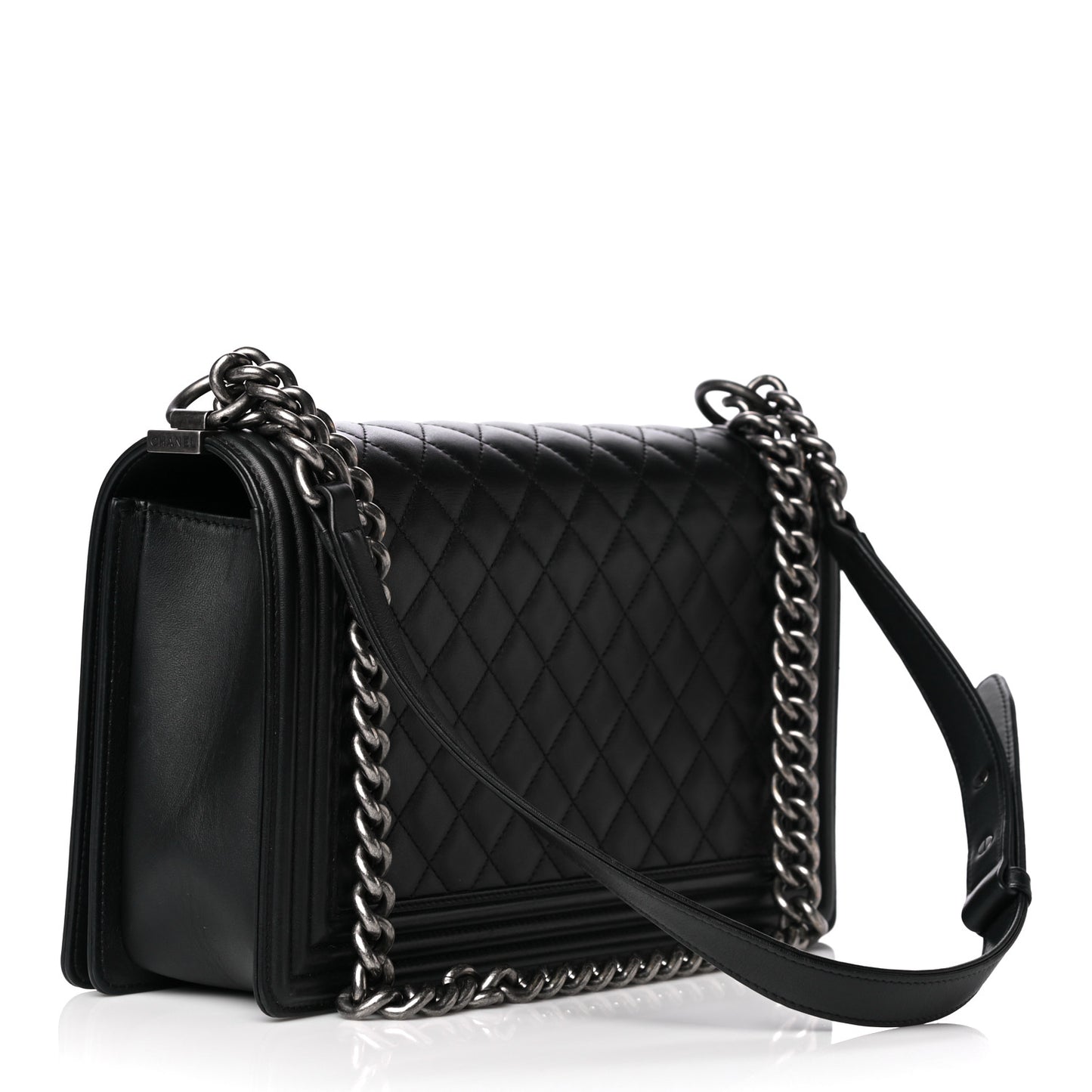 Calfskin Quilted New Medium Boy Flap Black