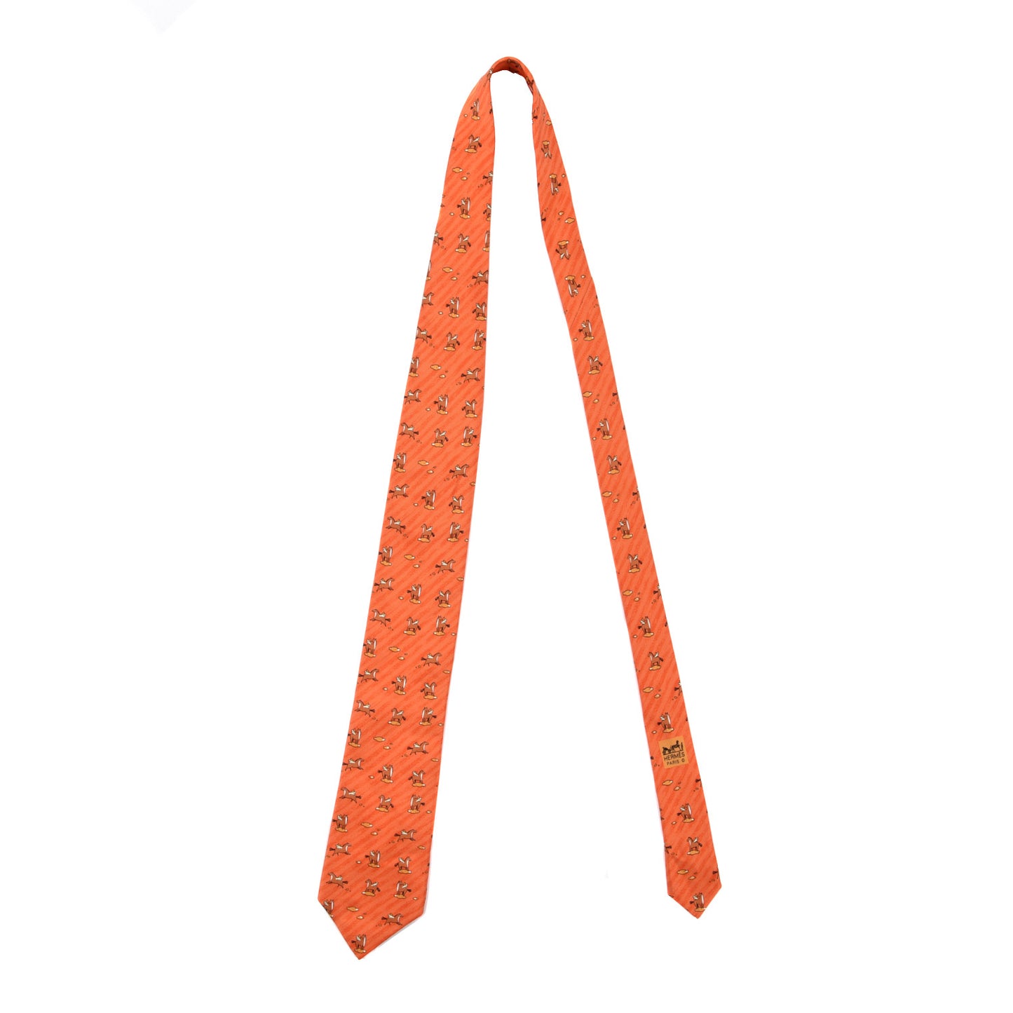 Printed Silk Mens Pegasus Neck Tie Orange