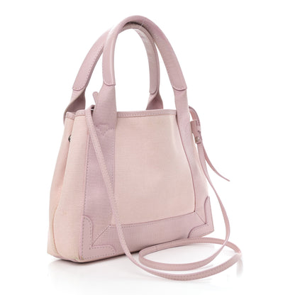 Balenciaga Cotton Canvas Satin Calfskin Navy Cabas XS Pink 4 of 14