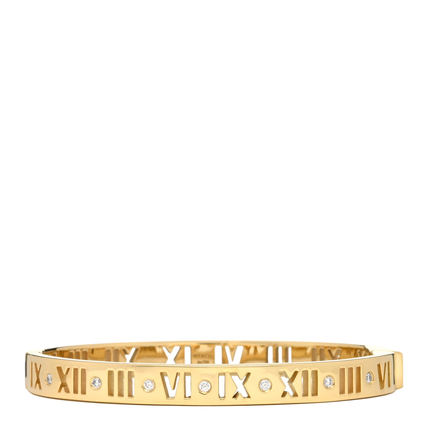 18K Yellow Gold Diamond Atlas Pierced Hinged Bangle Bracelet