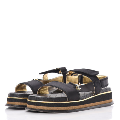 Chanel Satin CC Flat Sandals 41 Black Gold 3 of 12