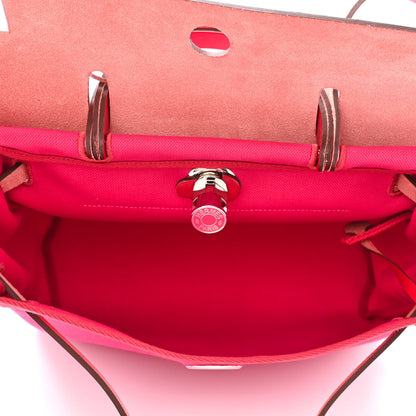 Hermes Toile Militaire Vache Hunter Laque Herbag Zip Retourne 31 PM Rose Mexico Rouge Piment 6 of 13