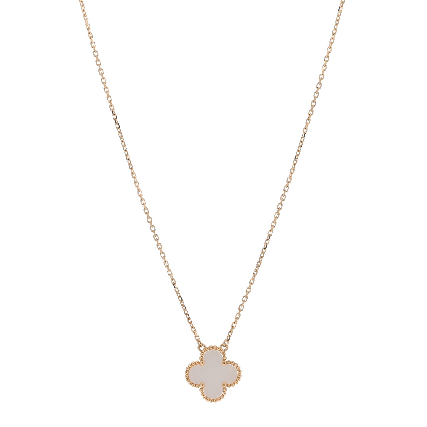 18K Yellow Gold Mother of Pearl Vintage Alhambra Pendant Necklace