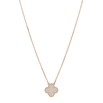 Van Cleef & Arpels 18K Yellow Gold Mother of Pearl Vintage Alhambra Pendant Necklace 1 of 3