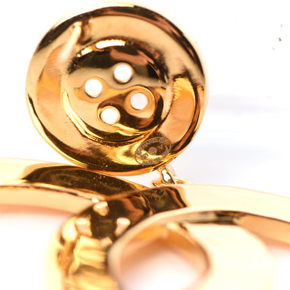 Chanel Metal Large Paris Button Earrings Gold 4 of 5