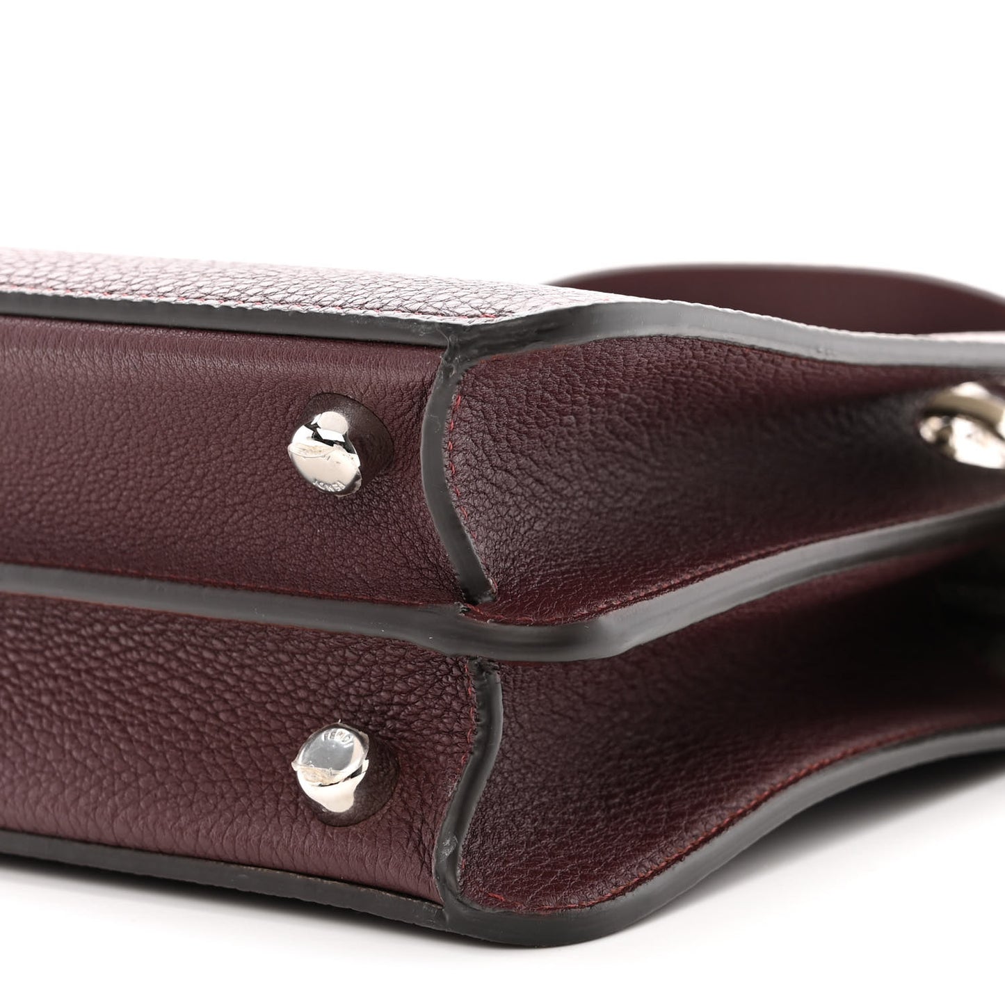 Cuoio Romano Vitello Cover Glazed Fabric Bi-Color FF 1974 Mini Peekaboo I SEE U Satchel Granada Tartufo Burgundy Tobacco Moro