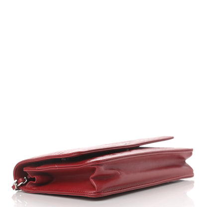Chanel Lambskin Camellia Embossed Wallet On Chain WOC Red 4 of 14