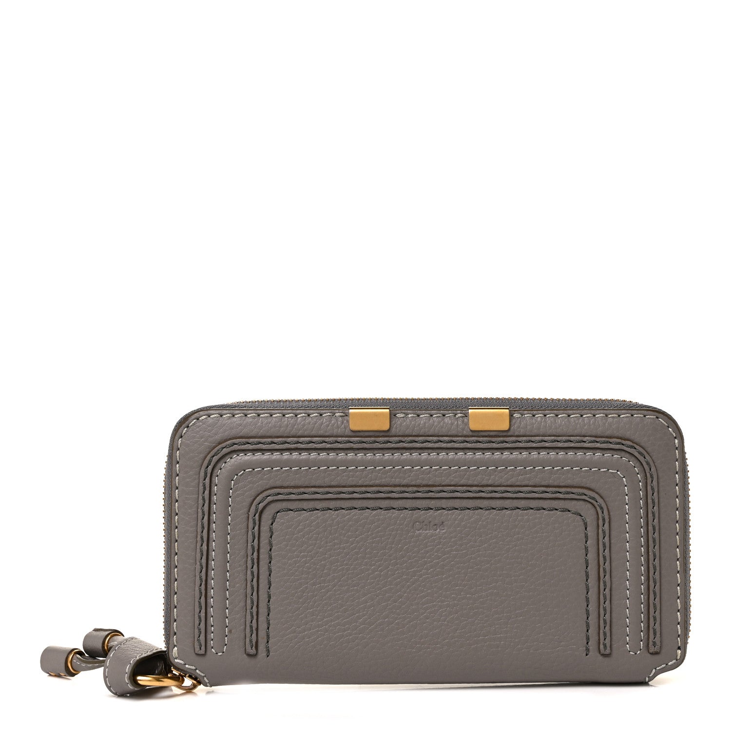 Chloe Calfskin Marcie Long Zip Around Wallet Cashmere Grey 1 of 10