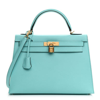 Hermes Epsom Kelly Sellier 32 Bleu Atoll 2 of 23