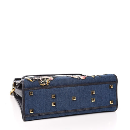 Valentino Garavani Denim Butterfly Embroidered My Rockstud Frame Bag Light Denim Multicolor 4 of 10