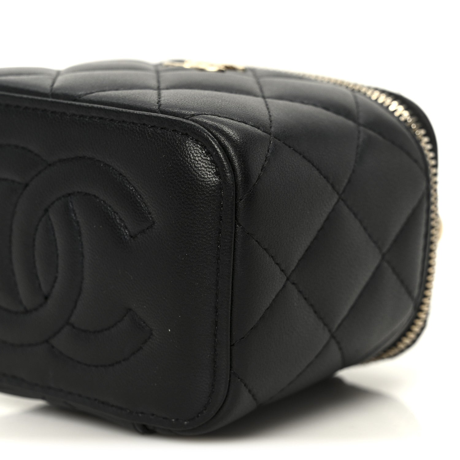 Chanel Lambskin Quilted Top Handle Mini Vanity Case With Chain Black 11 of 12