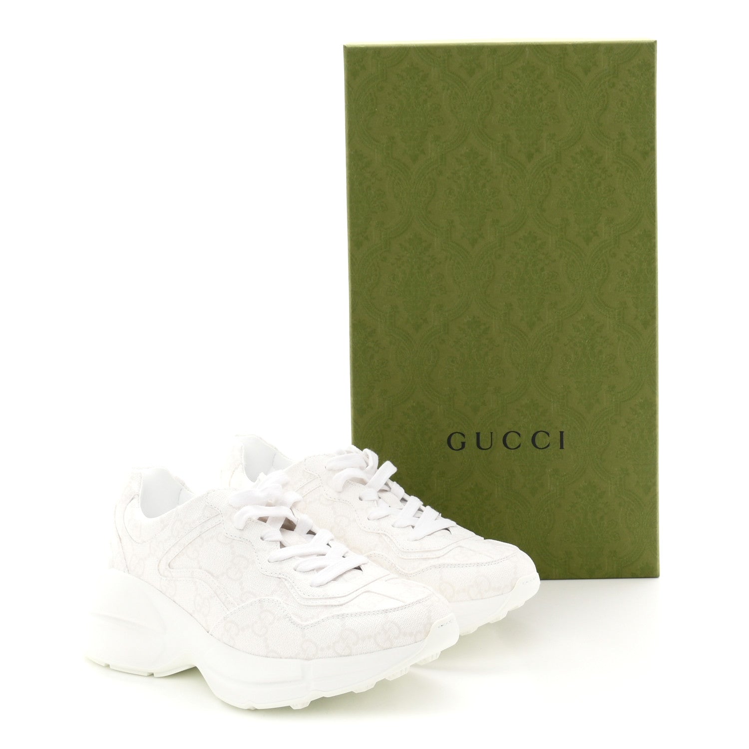 Gucci GG Supreme Monogram Womens Rhyton Sneakers 35 White 11 of 11