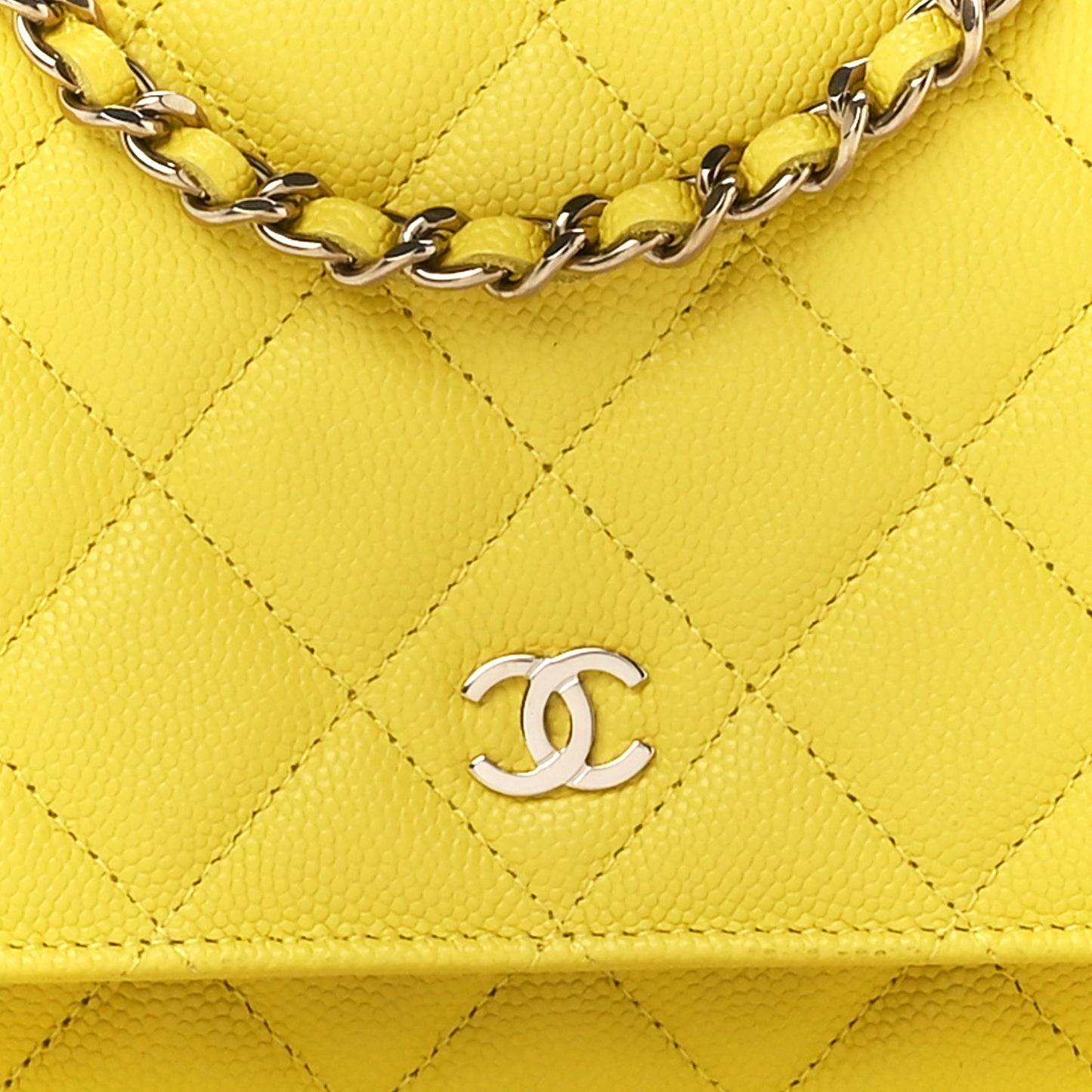 Caviar Quilted Wallet on Chain WOC Yellow