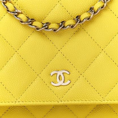 Chanel Caviar Quilted Wallet on Chain WOC Yellow 9 of 12