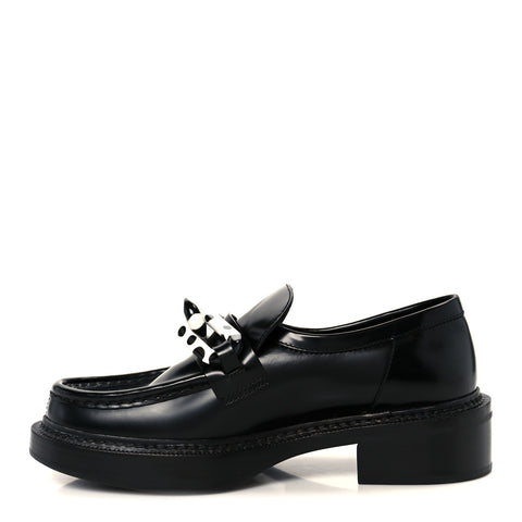 x Yayoi Kusama Academy Leather Loafers 38 Black