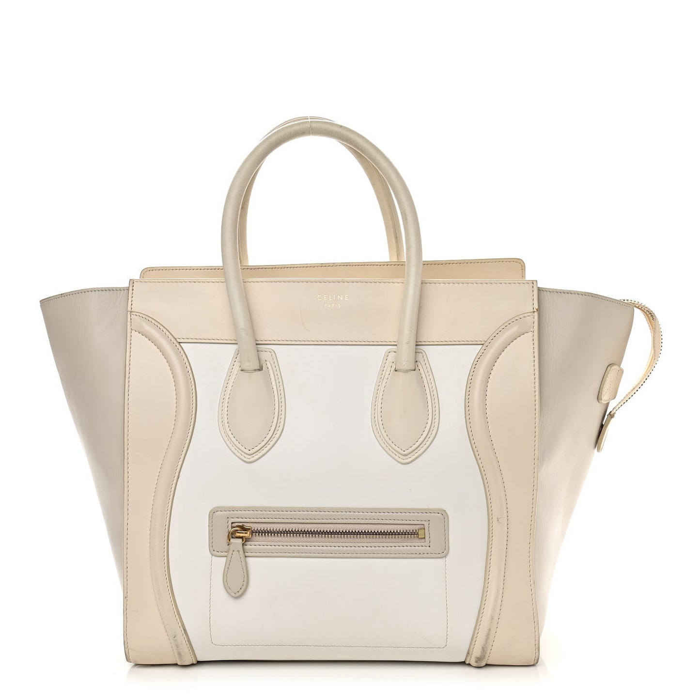 Smooth Calfskin Mini Tri-Color Luggage White